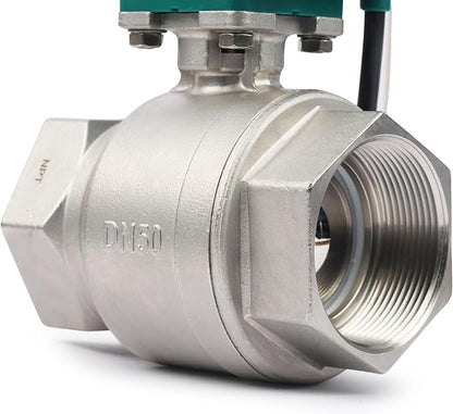 U.S. Solid 2" Motorized Ball Valve with US Plug 110VAC Stainless Steel Electrical Ball Valve,Auto Return, Normally Closed, IP65(8-PACK)