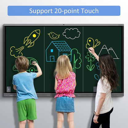 Shiarffe X5 Smart Board 4K Interactive Whiteboard EDLA-Certified All-in-One Touchscreen Digital Display Built-in 48MP Camera Mics and Speaker for Classrom Hybrid Work
