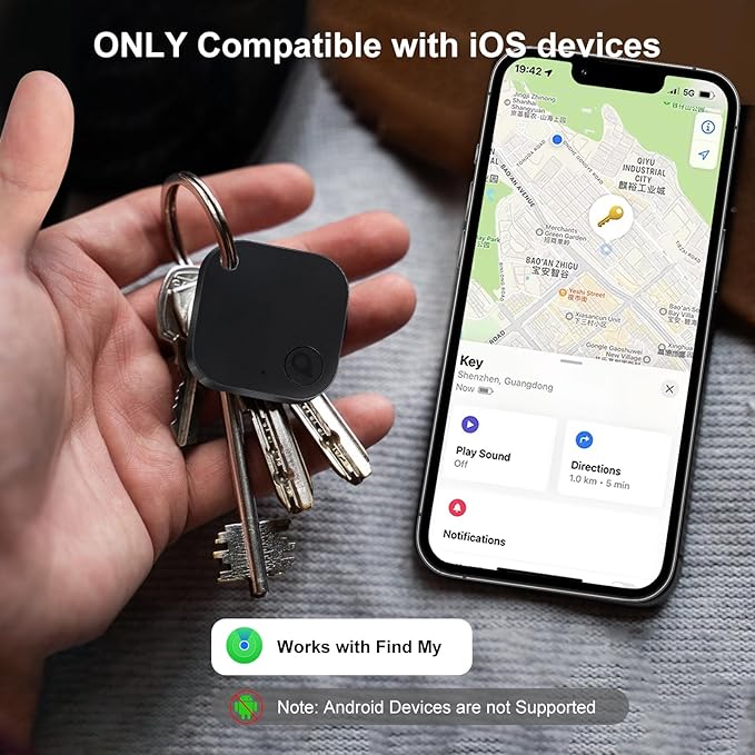 Air Tags-2 Pack Tracker Tag, Work with Apple Find My (iOS Only, Not for Android), Item Finder for Keys, Backpack, Suitcase, Wallet, Luggage, Black