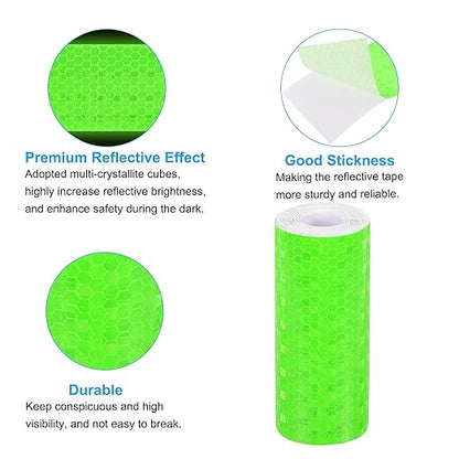 PATIKIL 4 Inch x 10 ft Reflective Tape, 1 Roll Waterproof Self Adhesive High Visibility Caution Warning Safety Tape Reflector with Scraper for Trucks Trailers Cars, Green