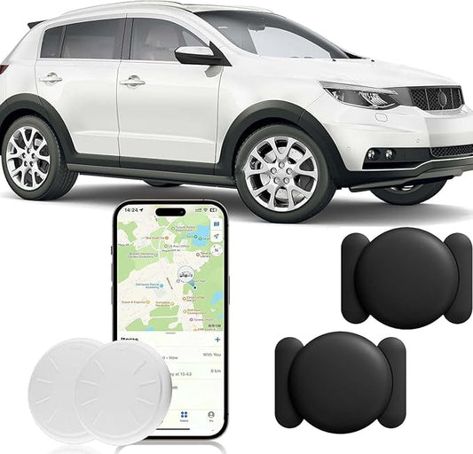 Car GPS Tracking for Vehicles,Cars, Kid etc, 2PCS Mini Hidden Car Tracker with Magnetic Waterproof Case, Real Time GPS Tracker for Vehicles Work with Find My (iOS Only),No Monthly Fee,Black