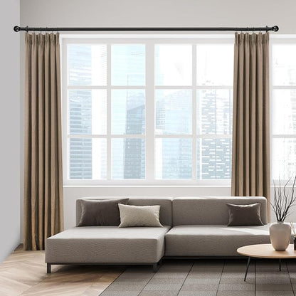 Curtain Rods for Windows 16 to 76 Inches, Curtain Rod Max Adjustable Length of 88 IN, 6/8" Diameter Drapery Rods Round Finials, Black, Pack of 2