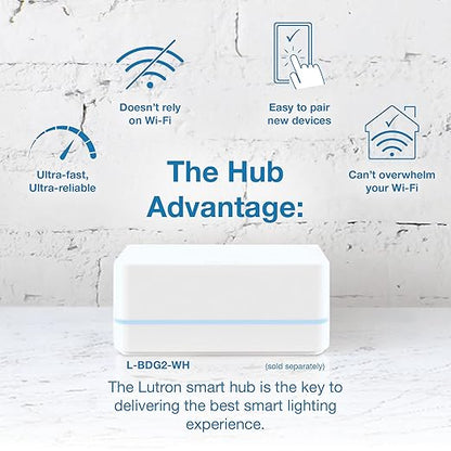 Lutron Diva Smart Dimmer Light Switch for Caseta Lighting (Lutron Smart Hub Required), for LED Lights, 150W, Single-Pole/3-Way, No Neutral, White - 6 Pack