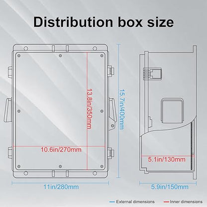 Outdoor Electrical Junction Box, ABS Water Resistant Enclosure with Internal Mounting Panel & Hinged Cover (16"H* 12"L* 5.9"W & Thermostat)
