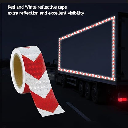 White Red Arrow Reflective Tape 2 Inch x 33 FT Waterproof Caution Tape Reflective Stickers for Floor,Step,Cars,Warehouse,exit.