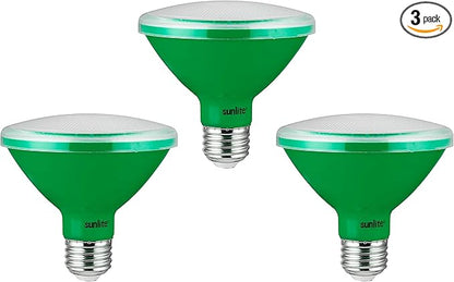 Sunlite 40240 LED PAR30 Short Neck Colored Recessed Light Bulb, 8 Watt (75W Equivalent), Medium (E26) Base, Floodlight, ETL Listed, Green, 3 Count