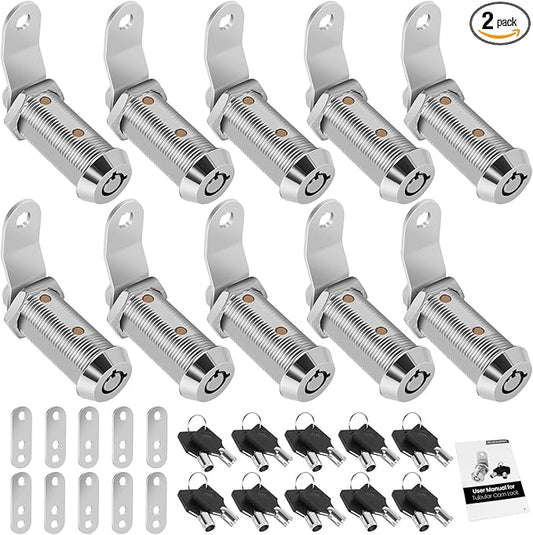 10Pack Cabinet Lock with Keys, 1-1/2" RV Storage Locks Keyed Alike, RV Locks for Storage Door, Camper Toolbox RV Cam Locks with Manual (Chrome - 10 Pack, 1-1/2 Inch)
