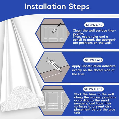 COUKIU 6 Sets Pre-Cut Wall Molding kit,Ready to Assemble Accent Molding Wainscoting Panels for Interior Walls Home Decor（6 Frames，Style1)