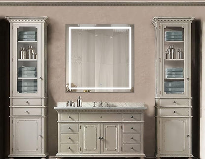 Krugg | 42 Inch X 42 Inch LED Bathroom Mirror | Lighted Vanity Mirror Includes Dimmer & Defogger | Wall Mount Vertical or Horizontal Installation