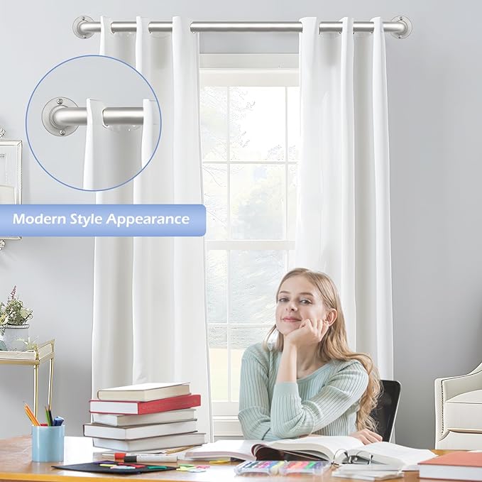 Nickel Wrap Around Curtain Rods 36 to 72 In:Blackout Heavy duty Adjustable Window Curtain Rod for Bedroom,Industrial Darkening Curved French Metal Single Drapery Rods Easy Install,Satin Nickel