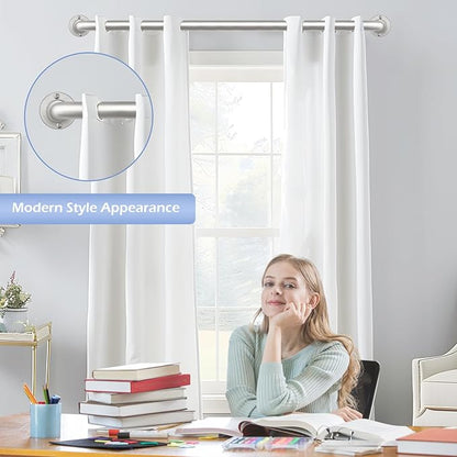 Nickel Wrap Around Curtain Rods 36 to 72 In:Blackout Heavy duty Adjustable Window Curtain Rod for Bedroom,Industrial Darkening Curved French Metal Single Drapery Rods Easy Install,Satin Nickel