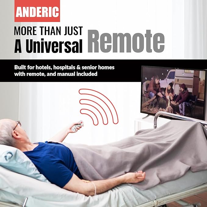 Anderic RR1004 Big Button TV Remote Control – Senior Friendly, Easy-to-use with Glow Keys, Simple Layout – Ideal for Elderly Care & Assisted Living – Compatible with Most IR TVs - White - 2 Pack