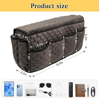 Remote Control Holder, Non Slip Bedside Caddy TV Remote Holder Armchair Caddy, Recliner Armrest Organizer with 14 Pockets for Cell Phone TV Remote Control Magazines
