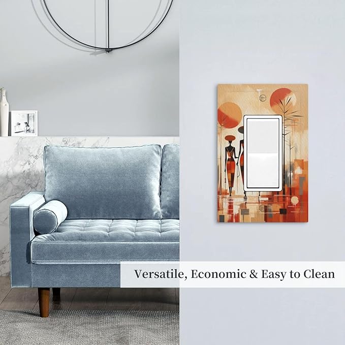 Decorative Outlet Covers Minimalist Black Women Bohemia Sun 1 Gang Rocker Light Switch Cover Plate Single Decora Light Switch Covers Wall Plate Faceplate for Bedroom Home Decor