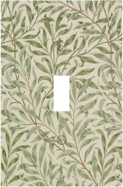 Decorative Light Switch Plate Covers Vintage Morris Willow Leaf Green Leaves 1 Gang Wall Plate Single Toggle Switch Cover Plate Jumbo Electrical Switchplate Receptacle Faceplate