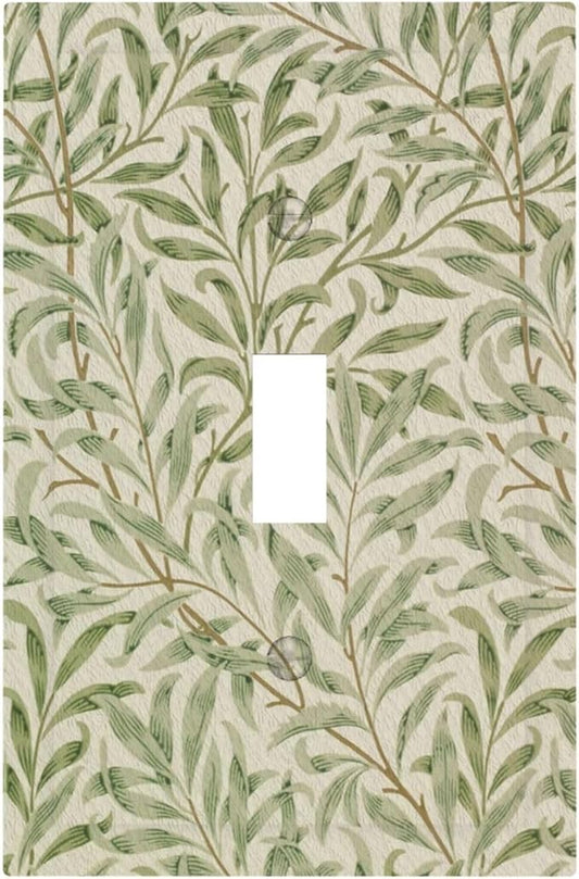 Decorative Light Switch Plate Covers Vintage Morris Willow Leaf Green Leaves 1 Gang Wall Plate Single Toggle Switch Cover Plate Jumbo Electrical Switchplate Receptacle Faceplate