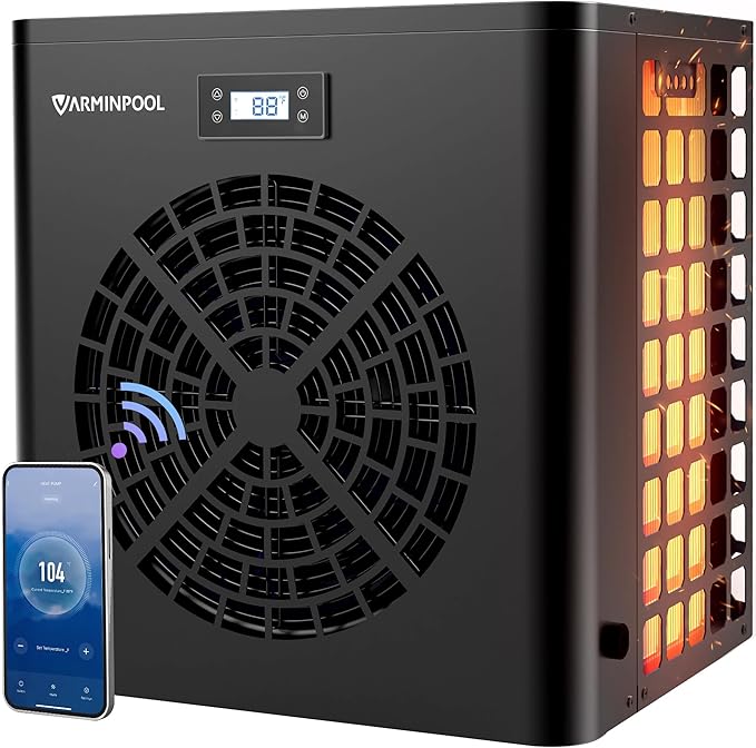 16000BTU Pool Heat Pump for Above Ground Pool, Electric Pool Heater for 5400 Gallons, WiFi Control, Smart Inverter, Titanium Heat Exchanger, 110V
