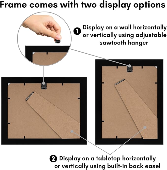 Americanflat 6x8 Picture Frame with Shatter-Resistant Glass - Signature Collection - Gallery-Style Frames Made of Engineered Wood - Photo Frame for Tabletop and Wall Display - Black