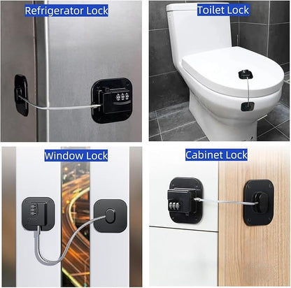 3 Digit Keyless Combination Locker Lock for Refrigerator, Cabinets, Drawers, Toilets, Wndows, Locker for Kids Safety, Easy Install, Black