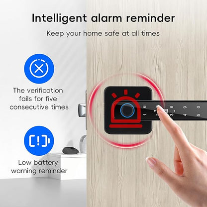 Smart Door Knob with Key & Keypad, Bluetooth Keyless Entry, Biometric Fingerprint Door Lock - Privacy & Passage Doorknob Functions for Home, Bedroom, Office, and Apartment