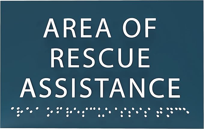 6" X4" Area of Rescue Assistance Sign- Tactile Graphics Grade 2 Braille Text ADA Compliant Sign |ADA Compliant Plastic Signs for Schools, Offices, Businesses, Apartments & Restaurants