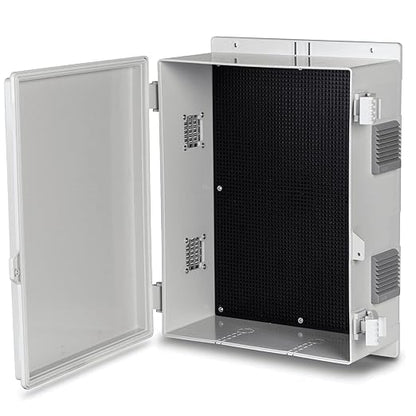 Outdoor Electrical Junction Box, ABS Water Resistant Enclosure with Internal Mounting Panel & Hinged Cover, 15.7" H* 11" L* 5.9" W