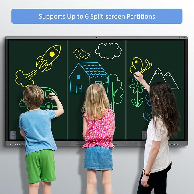 Shiarffe X5 Pro 4K 86 Inch Smart Board with Portable Stand, Google EDLA-Certified Digital Whiteboard, Touchscreen Interactive Display Built-in Camera for Classroom Office Hybrid Work Home, Android OS