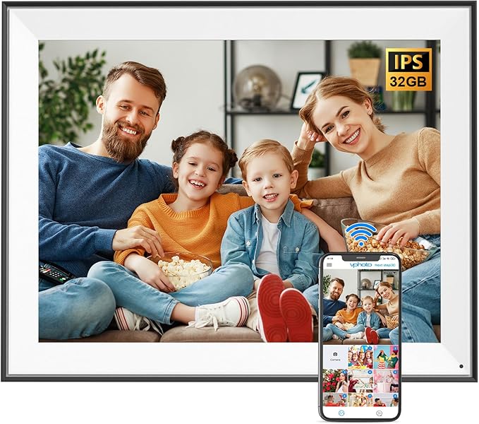 17" Digital Picture Frame Large-WiFi-Photo-Frame - 1280 * 960 FHD Touchscreen Display, 32GB Electronic Frame, Wall Mounted, Load Photos and Videos from Phone via App Email, Free Cloud, Gifts for Mom