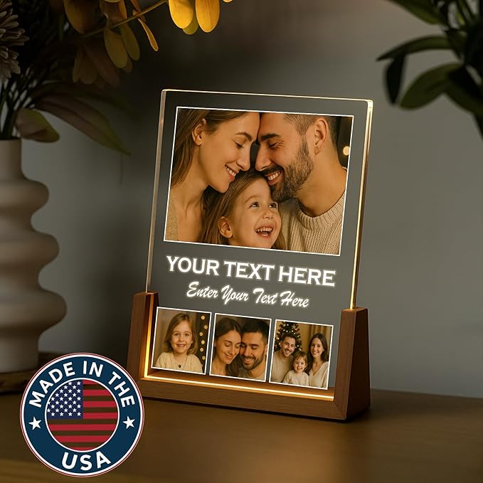 LOUISMIAA Customized Picture Frames with Night Light,Decorative Plaque Anniversary Birthday Mother’s Day Father’s Day Valentine’s Personalized Gifts Same Day Shipping