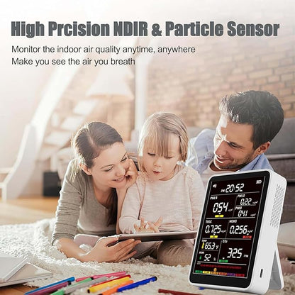 Professional Indoor Air Quality Monitor with AQI Beep Alarms, Portable Real-Time Detector for Home Cars Plants and Pets (White)