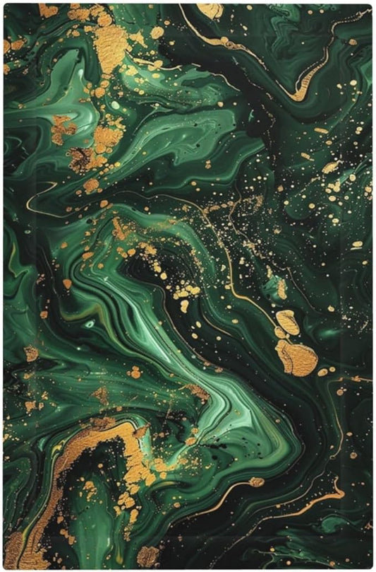 Green/Gold Modern Abstract Luxury Marble 1-Gang No Device Blank Wallplate Electrical Light Switch Covers Decorative Receptacle Face Plate Cover for Bathroom 5 X 3 IN