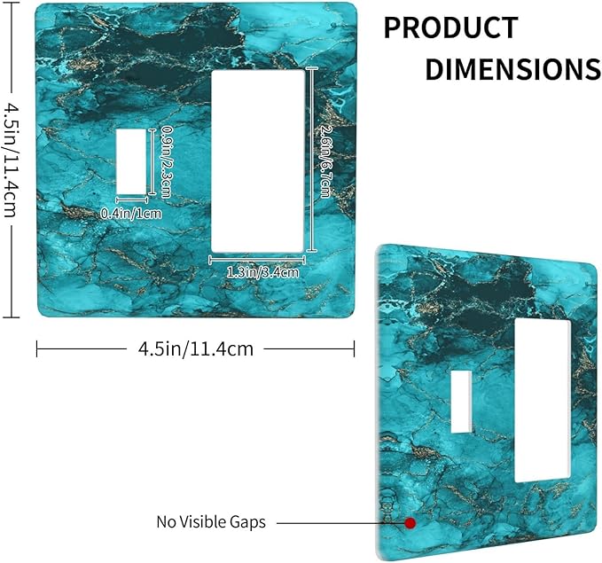Decorative Outlet Covers Modern Abstract Turquoise Blue Marble Texture 2 Gang 1 Gang Wall Plate Single Toggle Rocker Light Switch Covers Switch Plate Cover for Bathroom Home Decor