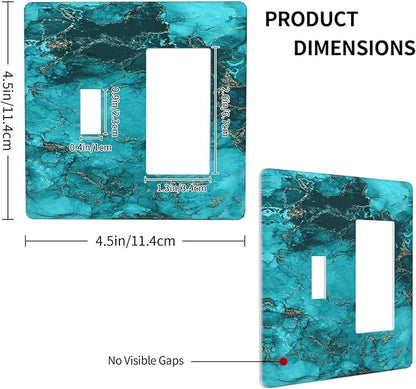 Decorative Outlet Covers Modern Abstract Turquoise Blue Marble Texture 2 Gang 1 Gang Wall Plate Single Toggle Rocker Light Switch Covers Switch Plate Cover for Bathroom Home Decor