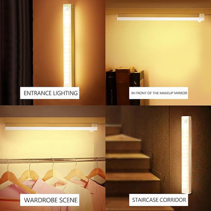 4 PCS Punch-Free Smart Sensor Magnetic Rechargeable Led Lights, Punch Free Smart Sensor Magnetic Light, USB C Rechargeable Closet Under Counter Lighting for Kitchen, Wardrobe (3.9in White Light)