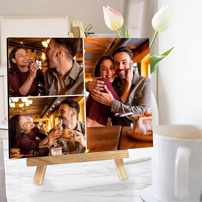 Custom Photo Frame with Stand, Personalized Picture Display, MDF and Wood Construction, Desktop Decor, Multiple Designs, Customizable Gift for Family and Friends