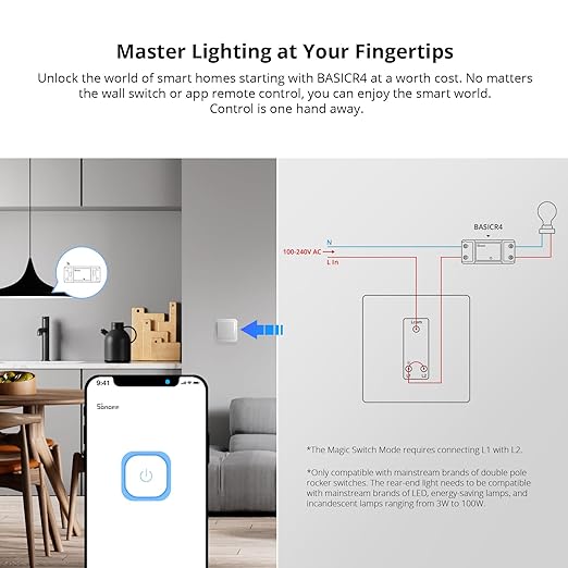 SONOFF BASICR4 Wi-Fi Smart Switch,DIY Module for Smart Home Automation Solution,Compatible with Alexa & Google Home Assistant,2 Pack