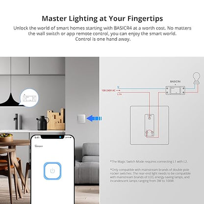 SONOFF BASICR4 Wi-Fi Smart Switch,DIY Module for Smart Home Automation Solution,Compatible with Alexa & Google Home Assistant,4 Pack