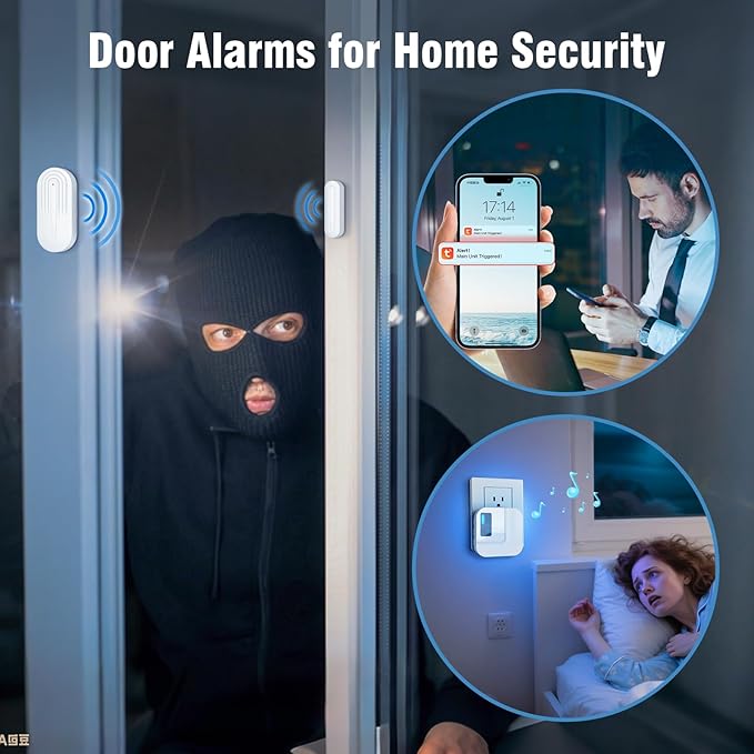 Door Chime,Sanjie WiFi Door Sensor Open Chime When Entering for Business/Home/Store/Office Alert Your Phone,Alarms for Kids Safety,500 FT Range,20 Ringtones,2 Sensors 1 Receiver