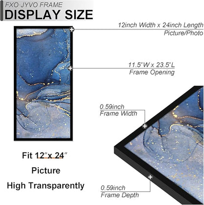 12x24 Picture Frame Set of 3, Black Frame for 12 x 24 Inch Picture Poster Photo, Light Weight and High Transparent 12 by 24 Frame for Wall - 3 Pack/Black/12 x24