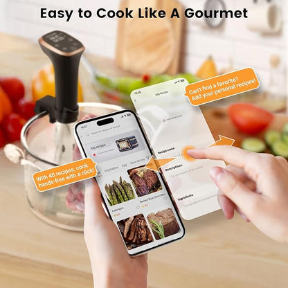 BLITZHOME Sous Vide Cooker, WiFi APP/Touch Control, IPX7 Waterproof Compact Sous Vide Machine Pro, Accurate Temperature & Timer, Ultra Quiet Stainless Precision Immersion Circulator with Recipes