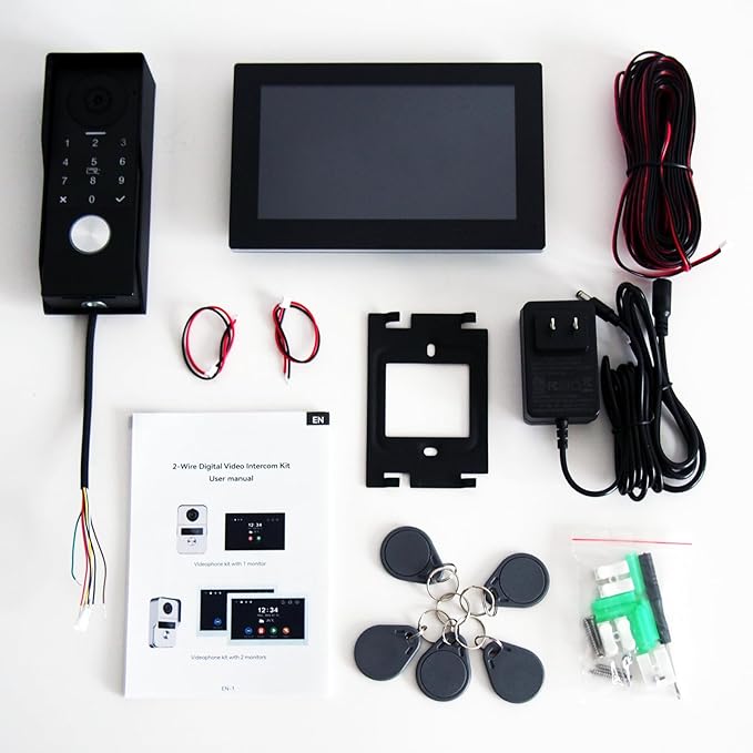 Video Door intercom 2-Wired, doorbell withCamera, Full HD Camera, Door intercomSupports Password, 7" WiFi Monitor andTuya APP, 2-Way Audio, Unlock for HomSecurity System