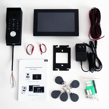 Video Door intercom 2-Wired, doorbell withCamera, Full HD Camera, Door intercomSupports Password, 7" WiFi Monitor andTuya APP, 2-Way Audio, Unlock for HomSecurity System