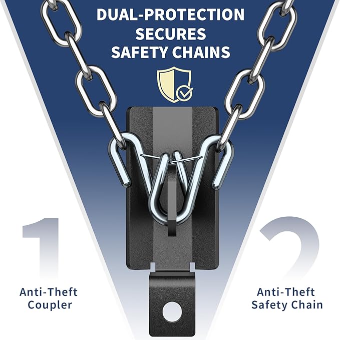 Trailer Lock Fits 2 Inch Couplers, Secures Safety Chains Anti-Theft Ball Hitch Lock, Heavy-Duty Trailer Hitch Locks for RV | Boat | ATV | Utility Trailer (Red)