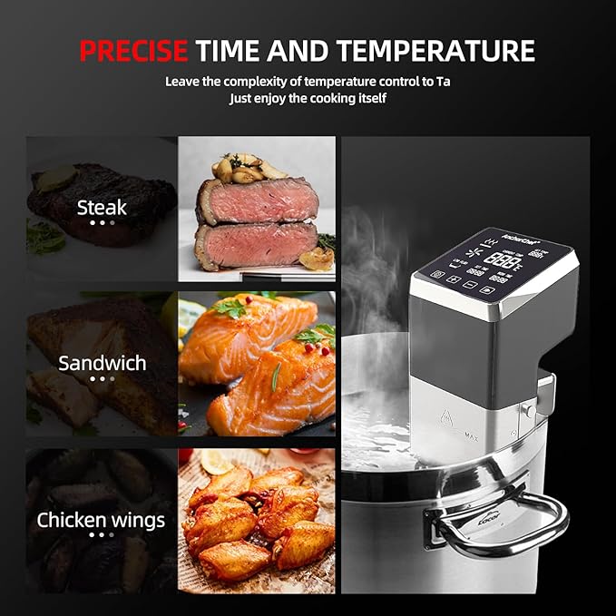 AnchorChef Immersion Circulator, Commercial Restaurant Sous Vide Machine，Large capacity sous vide, Fast-Heating，Sous vide cooker 1400W，With large Touchscreen Accurate Temperature Timer (120V)