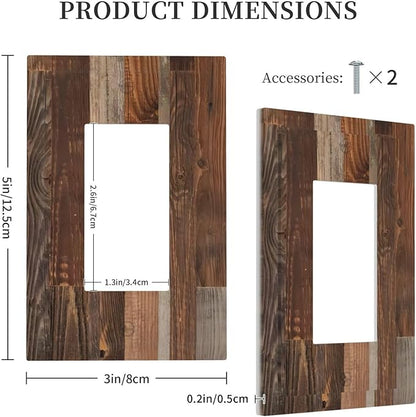 Vintage Brown Wooden Boards Print Wood Grain Decorative Outlet Covers 1 Gang Single Rocker Light Switch Cover Plate Wall Plates GFCI Faceplate for Farmhouse Home Decor