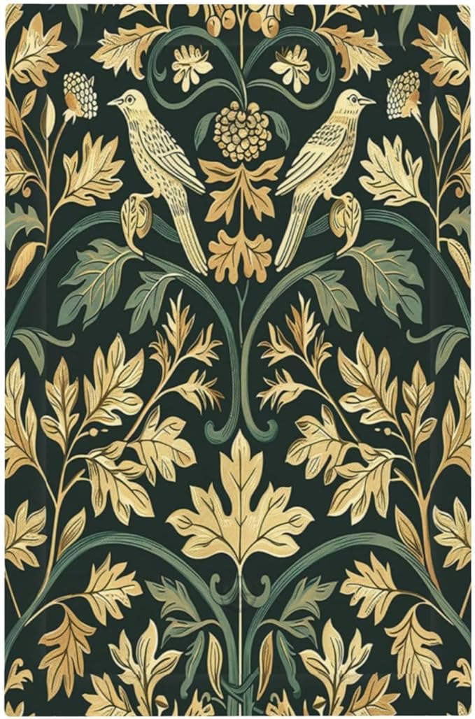 Light Switch Cover Plate William Morris Vintage Botanical Birds Golden Green Leaves 1 Gang No Device Blank Electrical Wall Plates Faceplate Decorative Switch Plate for Bedroom Home Decor