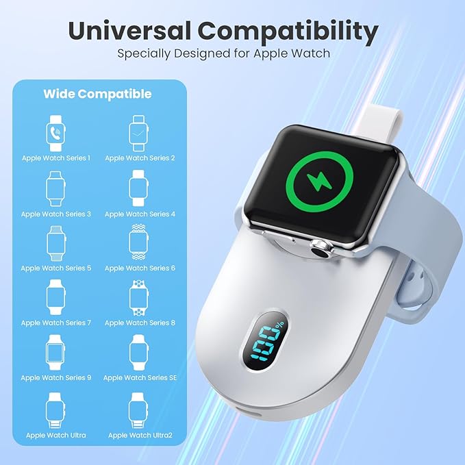 [2-Pack]Portable Charger for Apple Watch Series,Compact Wireless Magnetic iWatch Charger,2800mAh Fast Charging Power Bank for Apple Watch Series 10/9/8/7/6/SE/5/4/ 3/2/1/Nike/Ultra/Ultra 2-Black+White