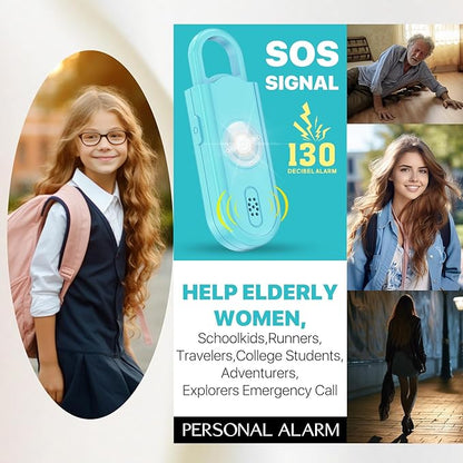 Personal Safety Alarm for Women Girls, 130dB Loud Siren + LED Light, Stylish Keychain, Easy-Pull Emergency Self-Defense for Night Safety, Running, Travel, College Students & Stocking Stuffer Gifts