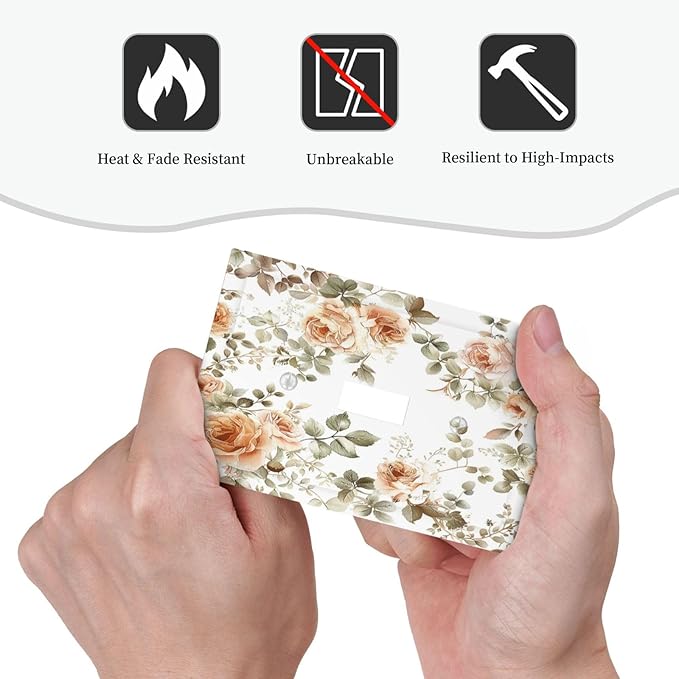 Decorative Light Switch Cover Vintage Warm Color Orange Flowers And Leaves 1 Gang Single Toggle Device Electrical Faceplate Switchplates Decorator Outlet Wall Plate for Bedroom living Room