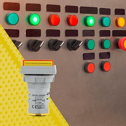 LED Voltage Display Panel Mount Volt Amp Meter, AD101-22VAMS 22mm Square Voltmeter and Ammeter, AC50-500V Voltage and 0-100A Current Meter, Yellow (1 Pack)